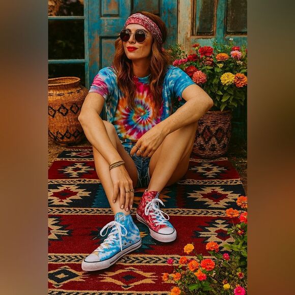 💙🩵Nwot converse Chuck Taylor All Star Hi Sneaker – Tie Dye Color- - Picture 1 of 12